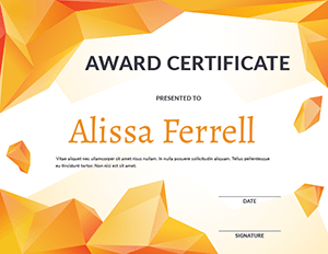 Orange Polygonal Award Certificate Template