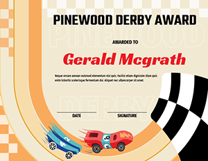 Pinewood Derby Award Certificate Template