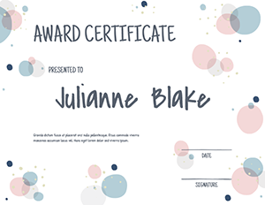 Pink and Blue Polka Dot Award Certificate Template