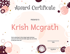 Pink And Burgundy Polka Dot Award Certificate Template