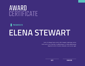 Purple Minimalist Award Certificate Template