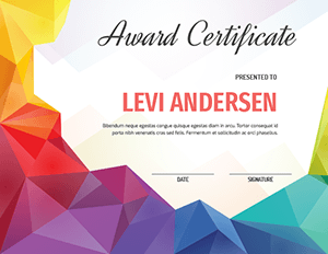 Rainbow Polygonal Award Certificate Template