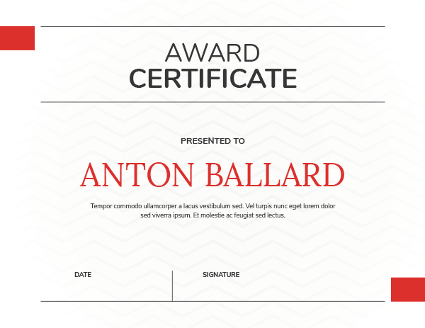 Red Minimalist Award Certificate Template