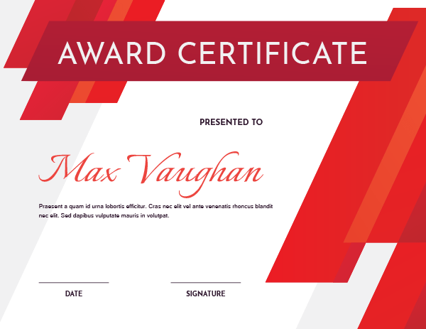 Red Modern Geometric Award Certificate Template