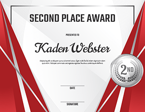 Second Place Medal Award Certificate Template