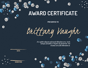 Silver And Blue Confetti Award Certificate Template