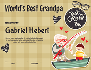 Worlds Best Grandpa Award Certificate Template