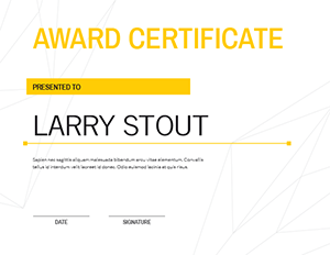 Yellow Minimalist Award Certificate Template