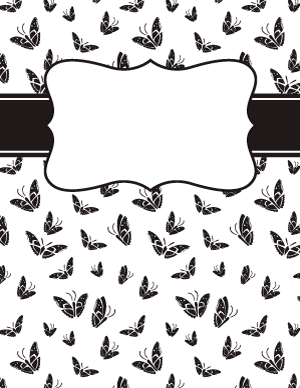 Black and White Butterfly Binder Cover