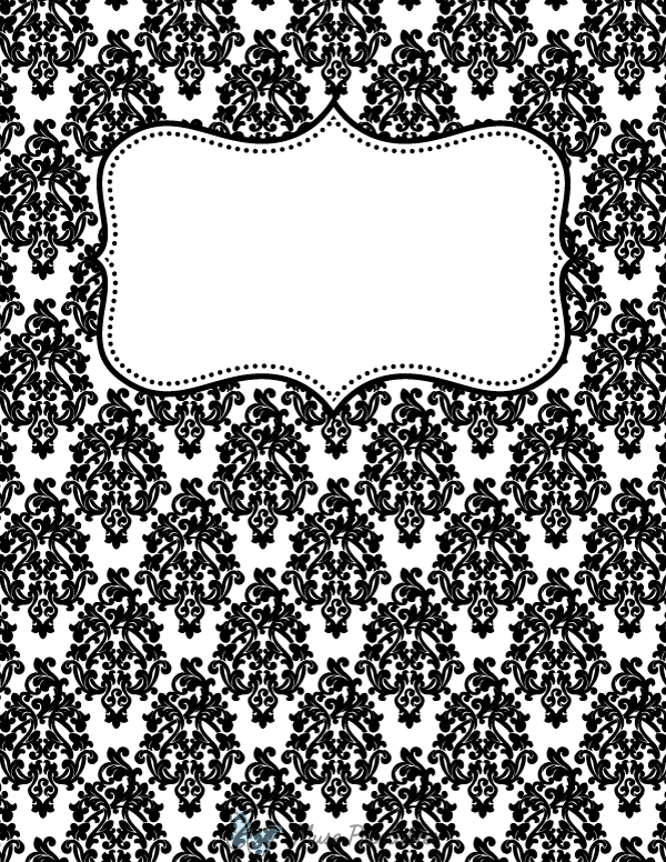 Black and White Damask Binder Cover