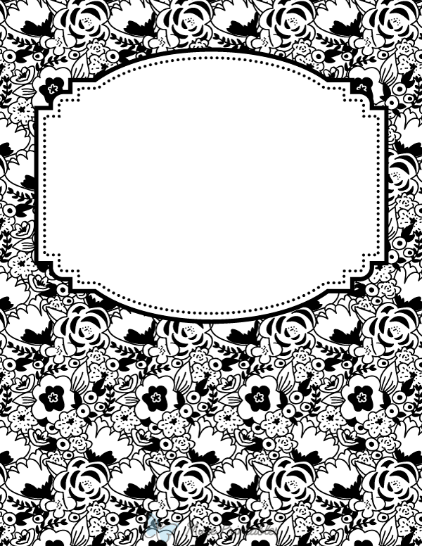 Black and White Flower Binder Cover