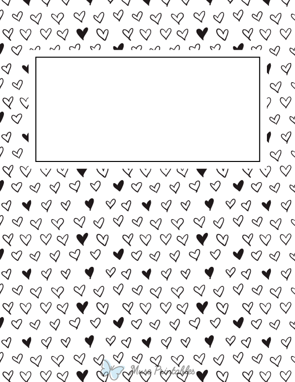 Printable Black and White Heart Binder Cover