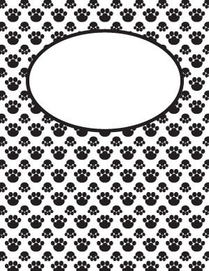 Black and White Paw Print Binder Cover