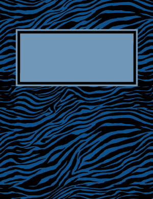 Blue and Black Zebra Print Binder Cover
