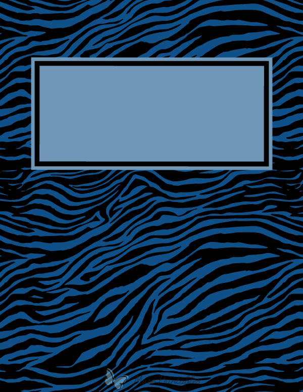 Blue and Black Zebra Print Binder Cover