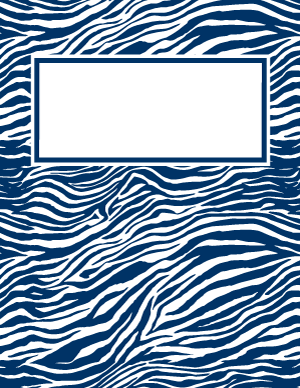 Blue and White Zebra Print Binder Cover