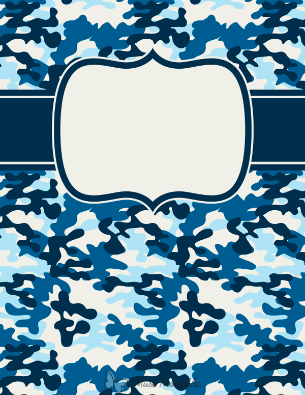 Printable Blue Camouflage Binder Cover