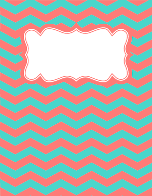 Coral and Teal Chevron Binder Cover