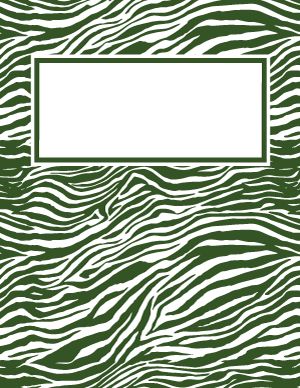Green and White Zebra Print Binder Cover