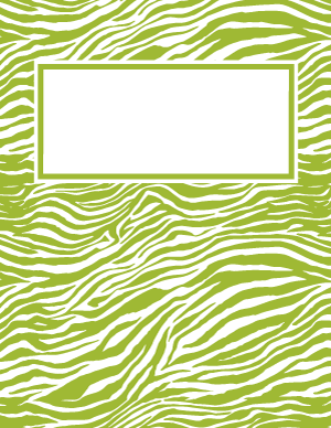 Lime Green and White Zebra Print Binder Cover