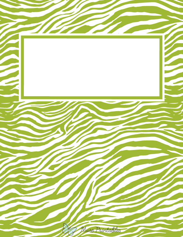 Lime Green and White Zebra Print Binder Cover