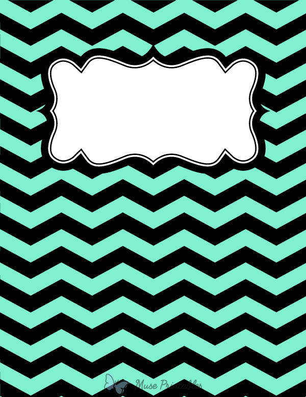 Mint Green and Black Chevron Binder Cover