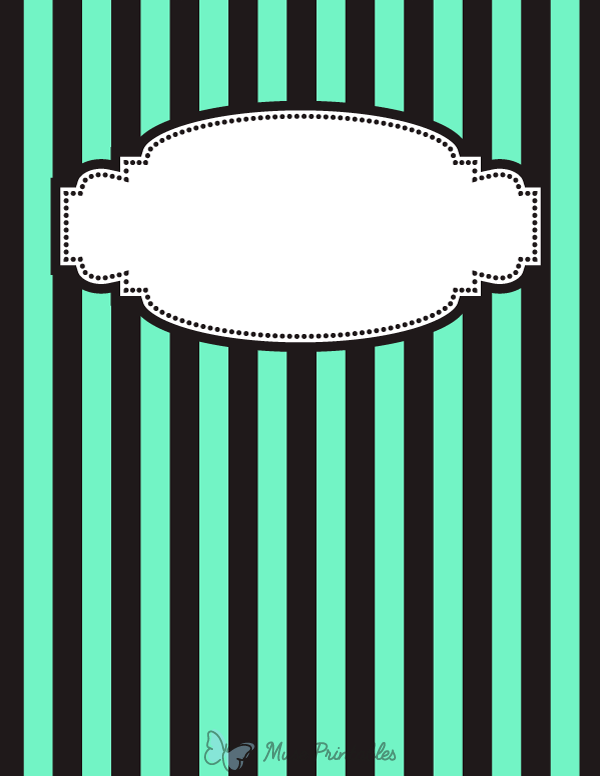 Mint Green and Black Striped Binder Cover