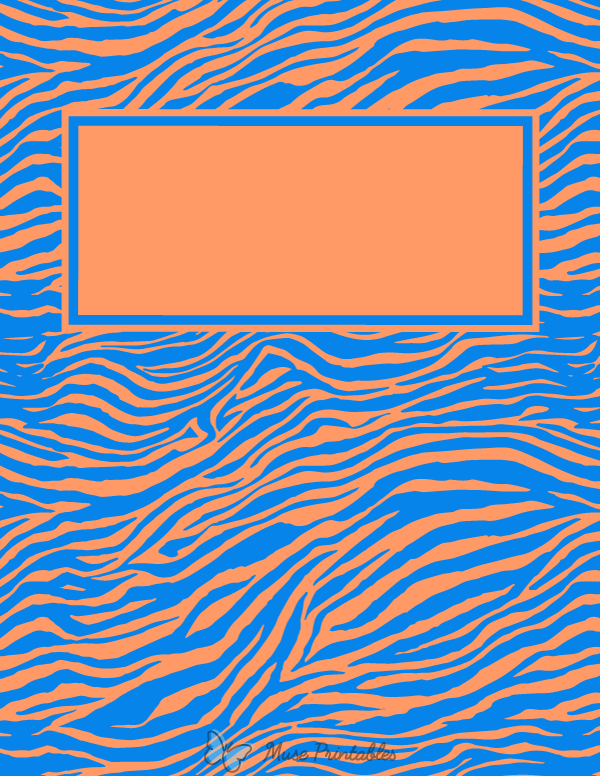 Orange and Blue Zebra Print Binder Cover