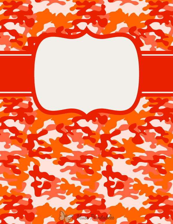 Orange Camouflage Binder Cover