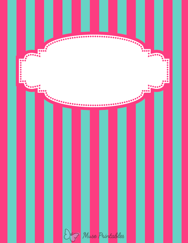 Pink and Blue Striped Binder Cover