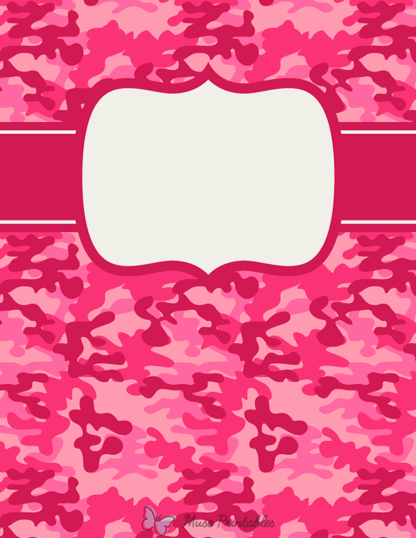Printable Pink Camouflage Binder Cover