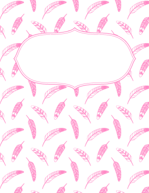 Pink Feather Binder Cover