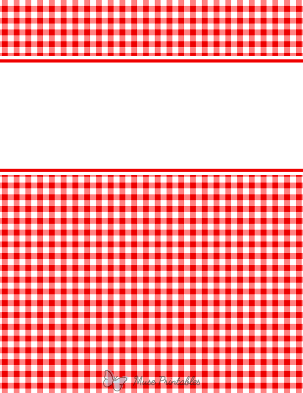 Printable Red And White Gingham Binder Cover