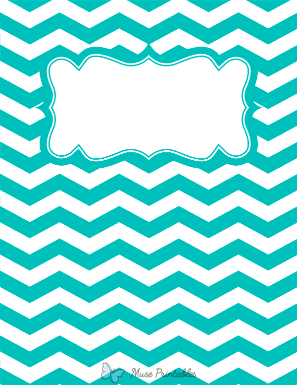 Turquoise and White Chevron Binder Cover