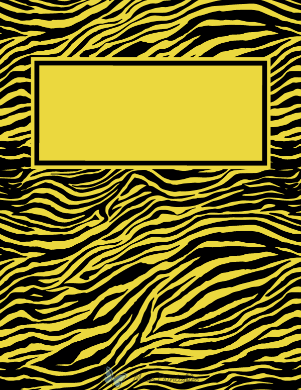 Yellow and Black Zebra Print Binder Cover