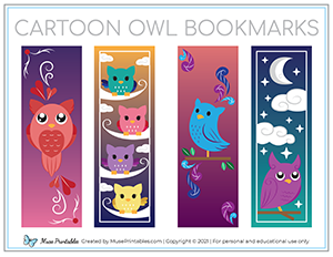 Cartoon Owl Bookmarks