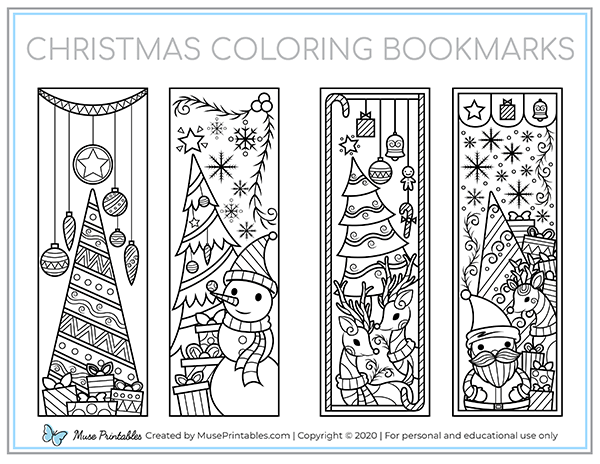 Printable Christmas Coloring Bookmarks