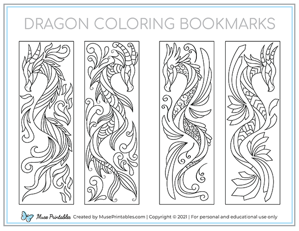 Dragon Coloring Bookmarks