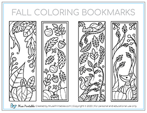Fall Coloring Bookmarks