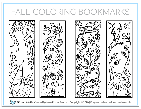 Fall Coloring Bookmarks