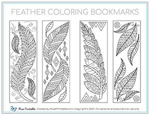 Feather Coloring Bookmarks