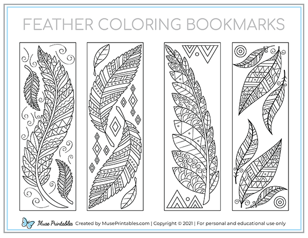 Feather Coloring Bookmarks
