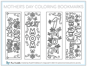 Mother's Day Coloring Bookmarks