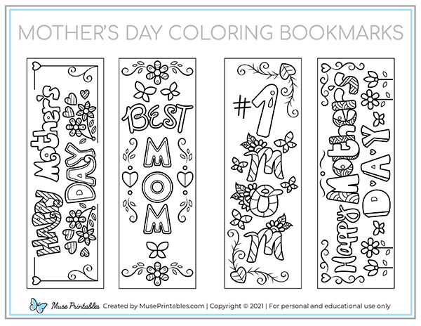 Mother's Day Coloring Bookmarks