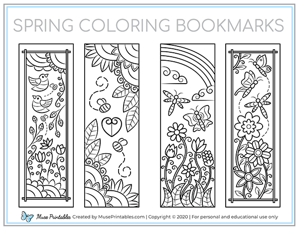 Spring Coloring Bookmarks