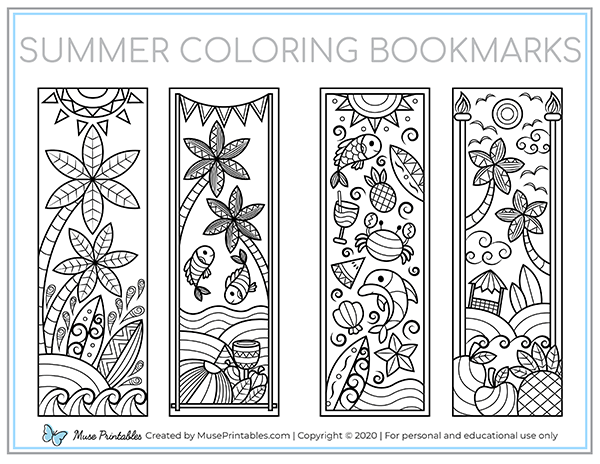 Summer Coloring Bookmarks