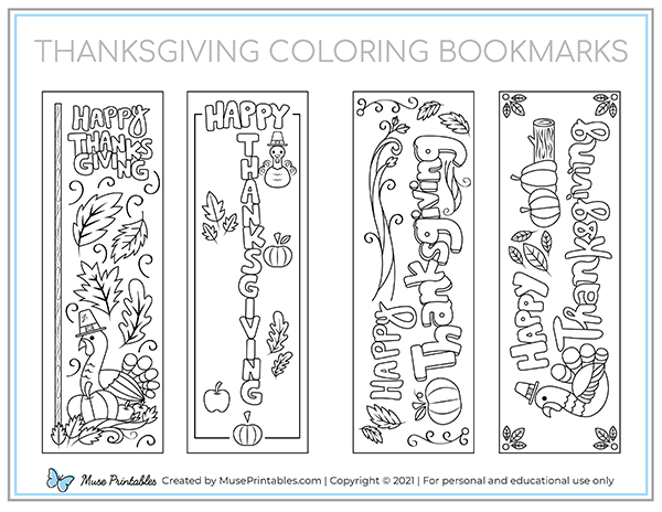 Printable Thanksgiving Coloring Bookmarks