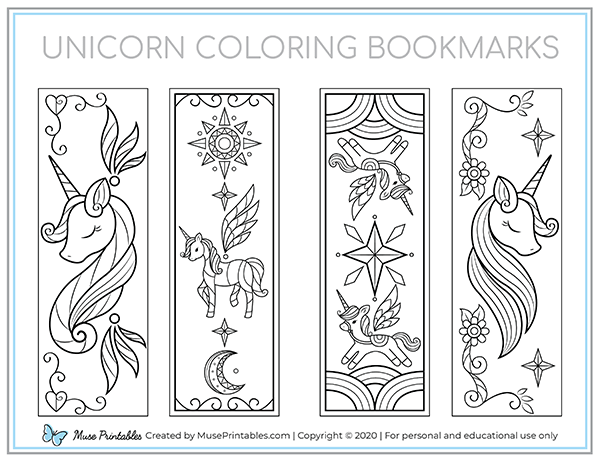 Unicorn Coloring Bookmarks