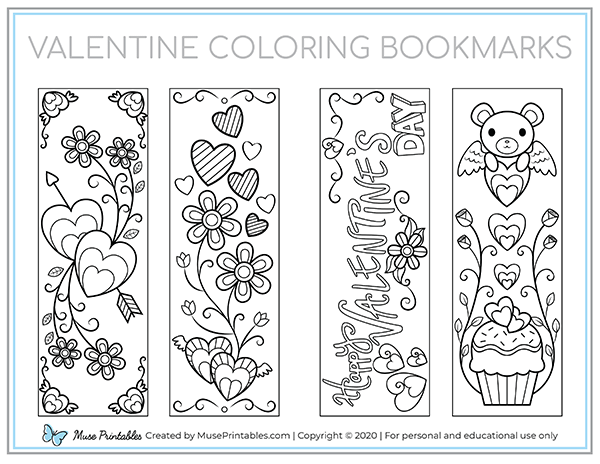 Valentine Coloring Bookmarks