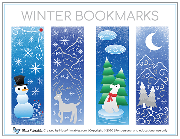 Printable Winter Bookmarks